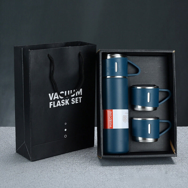 500ml 304 Stainless Steel Thermos Cup Portable Business Tea Cup,Spec: Gift Box Set(Blue)
