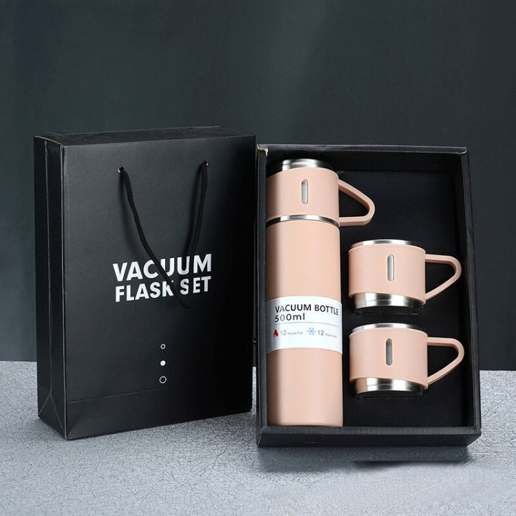 500ml 304 Stainless Steel Thermos Cup Portable Business Tea Cup,Spec: Gift Box Set(Pink)