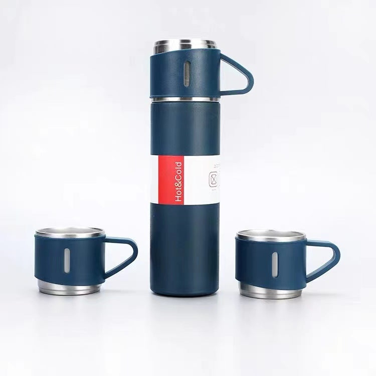 500ml 304 Stainless Steel Thermos Cup Portable Business Tea Cup,Spec: Gift Box Set(Gray)