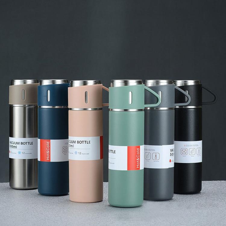 500ml 304 Stainless Steel Thermos Cup Portable Business Tea Cup,Spec: Gift Box Set(Green)