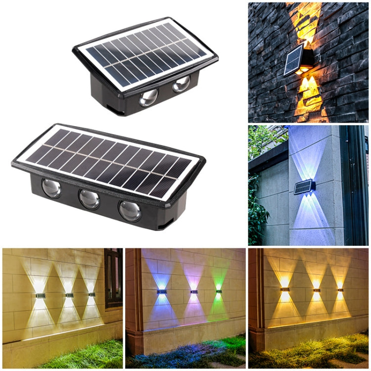 4LED Solar Wall Lamp Outdoor Waterproof Up And Down Double-headed Spotlights(Warm Light)