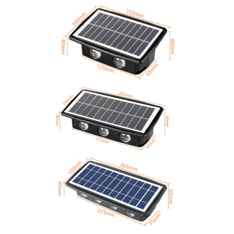 6LED Solar Wall Lamp Outdoor Waterproof Up And Down Double-headed Spotlights(Yellow Light)
