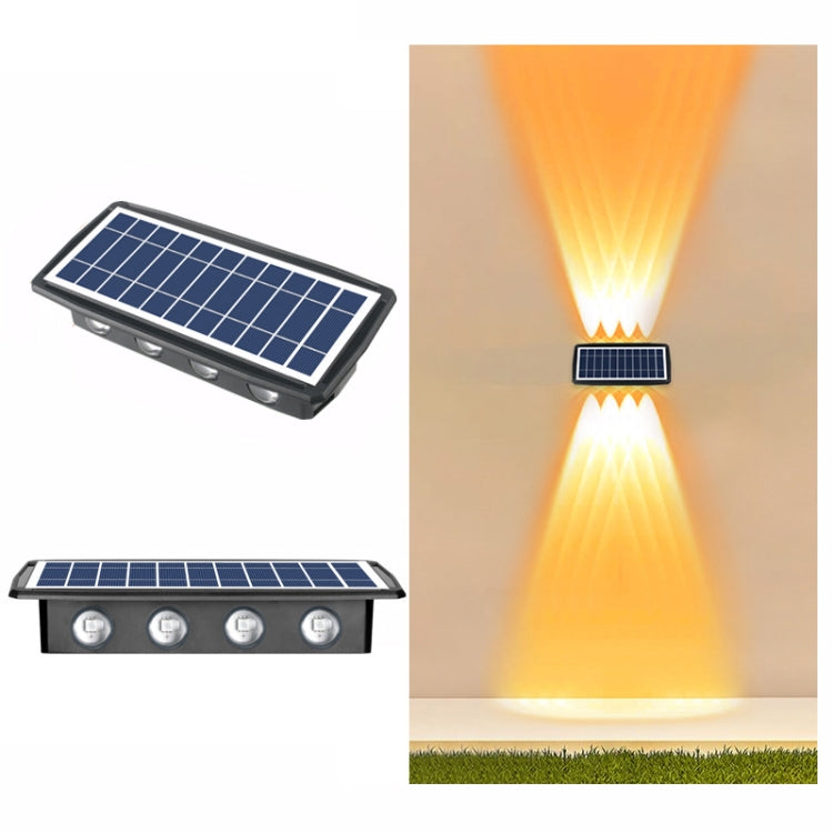 8LED Solar Wall Lamp Outdoor Waterproof Up And Down Double-headed Spotlights(Yellow Light)