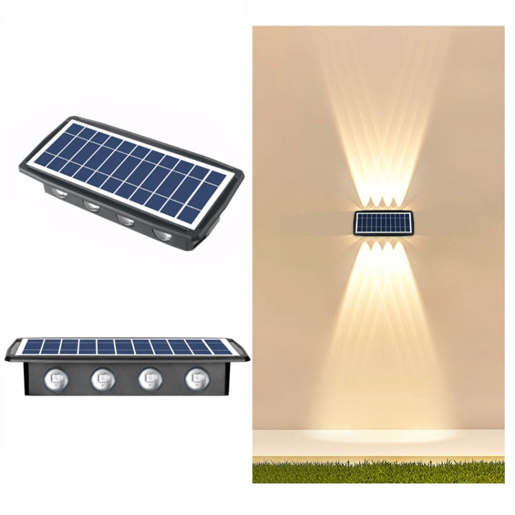 8LED Solar Wall Lamp Outdoor Waterproof Up And Down Double-headed Spotlights(Warm Light)