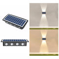 8LED Solar Wall Lamp Outdoor Waterproof Up And Down Double-headed Spotlights(White+Warm Light)