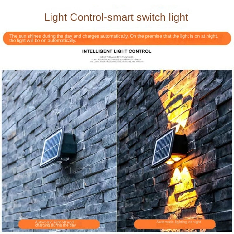 8LED Solar Wall Lamp Outdoor Waterproof Up And Down Double-headed Spotlights(Yellow Light)