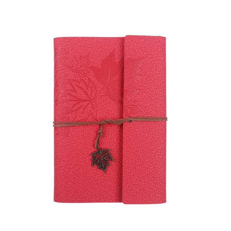 A7 PU Maple Retro Straps Handbook Loose-leaf Notebook(Red)