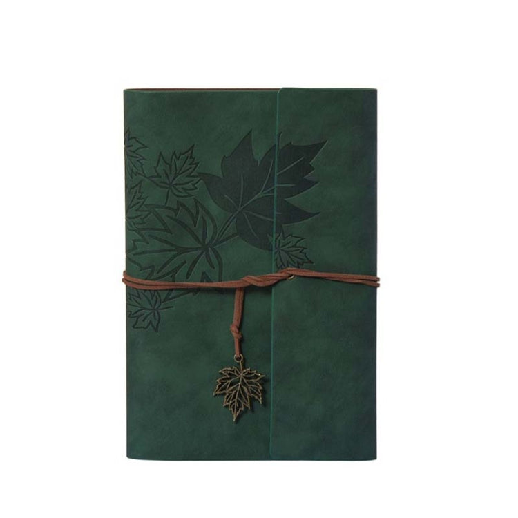 A7 PU Maple Retro Straps Handbook Loose-leaf Notebook(Army Green)