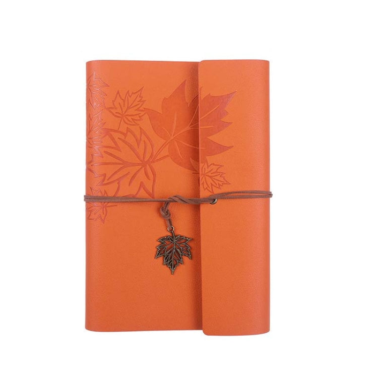A6 PU Maple Retro Straps Handbook Loose-leaf Notebook(Orange)