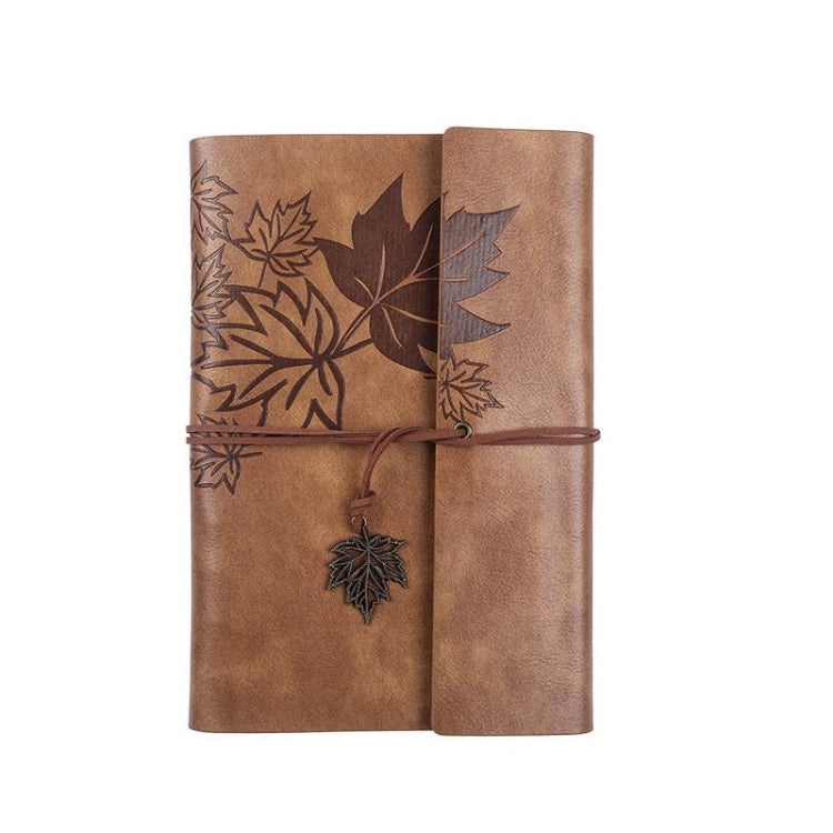 A5 PU Maple Retro Straps Handbook Loose-leaf Notebook(Brown)