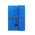 A5 PU Maple Retro Straps Handbook Loose-leaf Notebook(Dark Blue)