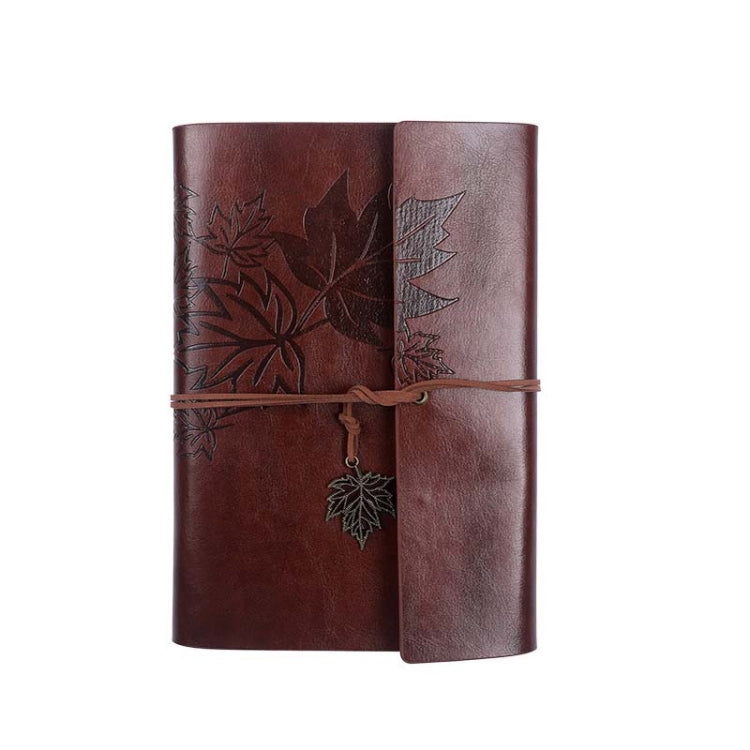A5 PU Maple Retro Straps Handbook Loose-leaf Notebook(Coffee)