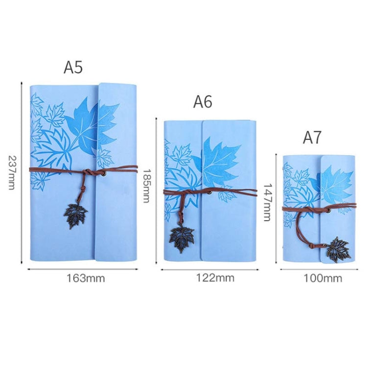 A5 PU Maple Retro Straps Handbook Loose-leaf Notebook(Red)