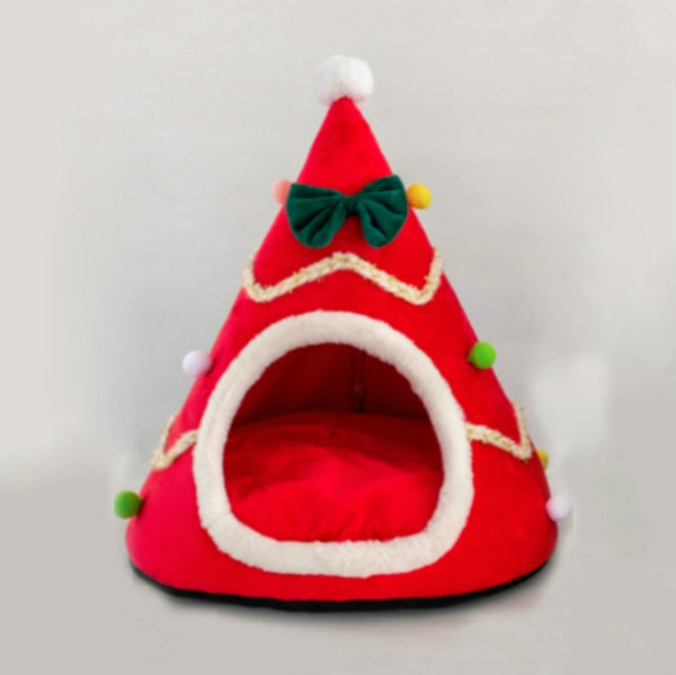 Three-dimensional Sponge Christmas Hat Shaped Pet Bed Nest Warmth Supplies, Size:Medium 45x55cm(Red)