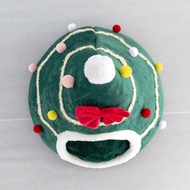 Three-dimensional Sponge Christmas Hat Shaped Pet Bed Nest Warmth Supplies, Size:Large 55x65cm(Green)