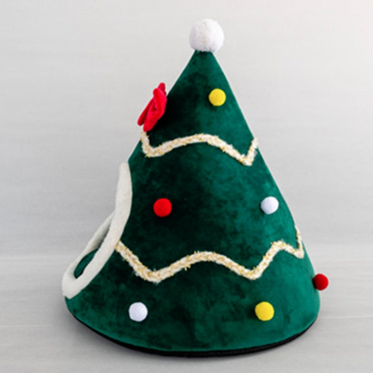 Three-dimensional Sponge Christmas Hat Shaped Pet Bed Nest Warmth Supplies, Size:Large 55x65cm(Green)