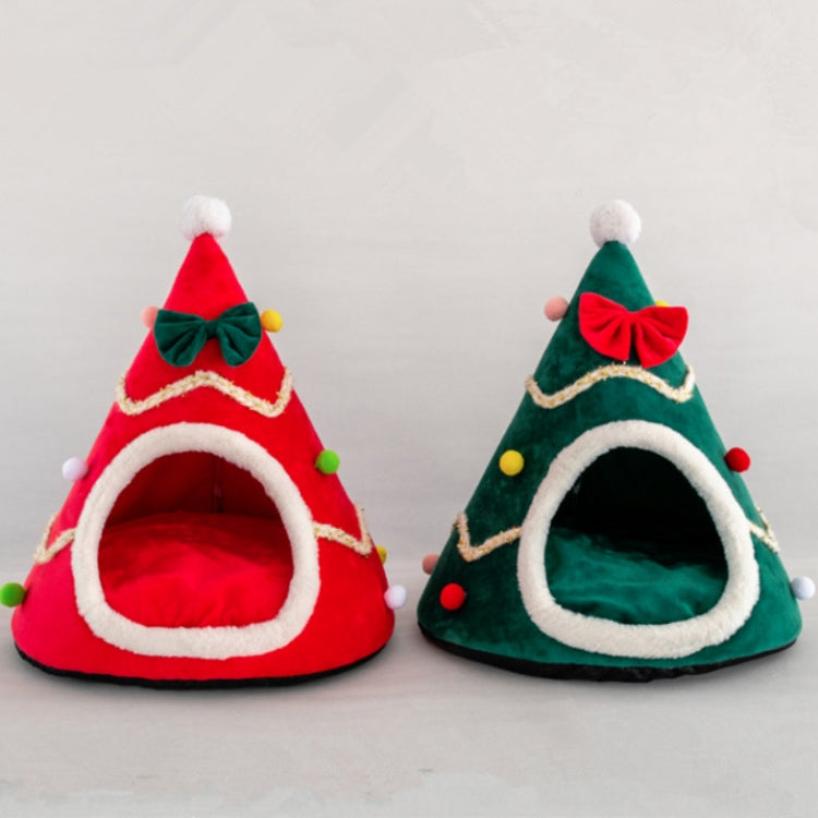 Three-dimensional Sponge Christmas Hat Shaped Pet Bed Nest Warmth Supplies, Size:Large 55x65cm(Green)