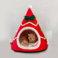 Three-dimensional Sponge Christmas Hat Shaped Pet Bed Nest Warmth Supplies, Size:Large 55x65cm(Red)