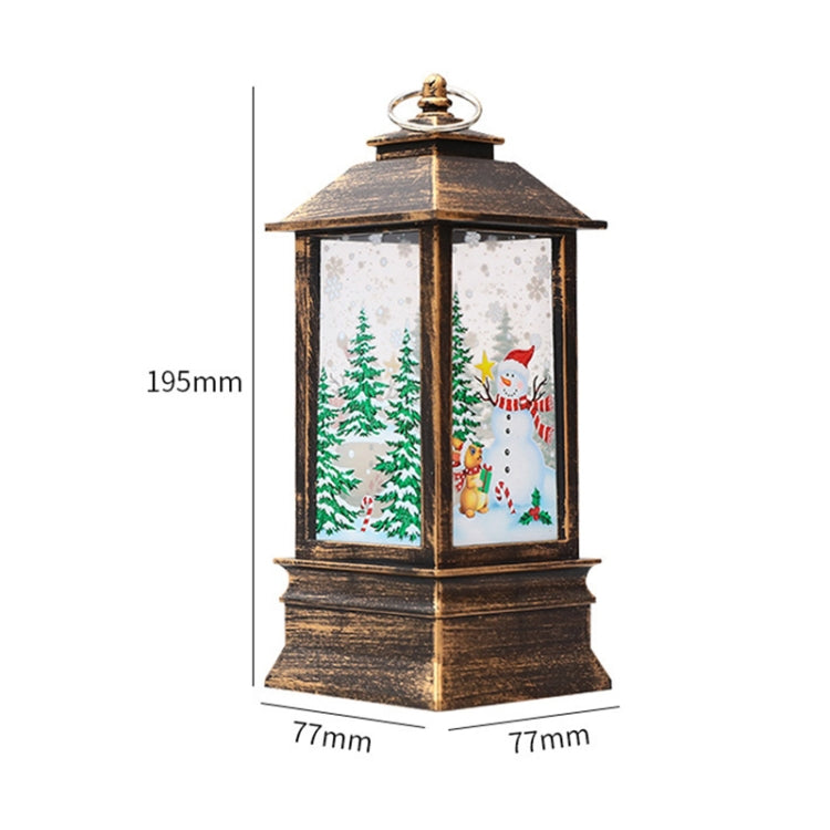 Christmas Flame Lantern Christmas Decoration LED Luminous Ornament Candlestick Lamp, Size: Large 77 x 77 x 195mm(Bronze Snowman)