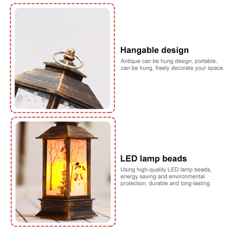 Christmas Flame Lantern Christmas Decoration LED Luminous Ornament Candlestick Lamp, Size: Large 77 x 77 x 195mm(White Snowman)