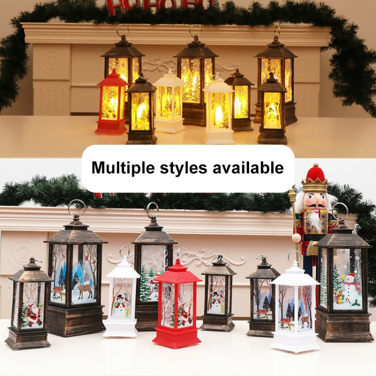 Christmas Flame Lantern Christmas Decoration LED Luminous Ornament Candlestick Lamp, Size: Large 77 x 77 x 195mm(Bronze Snowman)