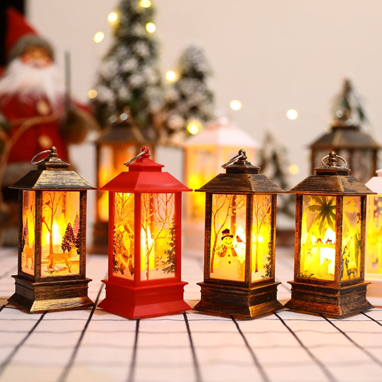 Christmas Flame Lantern Christmas Decoration LED Luminous Ornament Candlestick Lamp, Size: Large 77 x 77 x 195mm(Bronze Snowman)