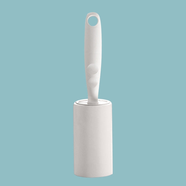 Long Handle Tearable Roller Sticky Paper Household Coat Sticky Hair Artifact(White)