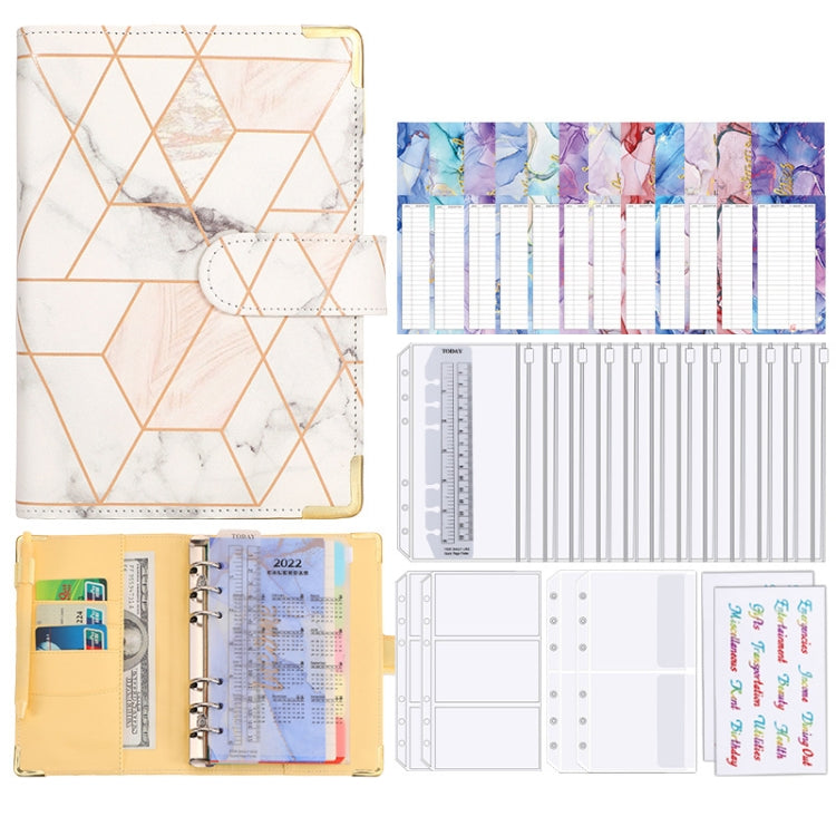 A6 Loose-leaf Notebook Budget Book Marbled Handbook,Style: Basic Model(Light Gray)