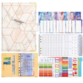 A6 Loose-leaf Notebook Budget Book Marbled Handbook,Style: Deluxe Model(Light Gray)