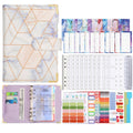 A6 Loose-leaf Notebook Budget Book Marbled Handbook,Style: Deluxe Model(Blue)