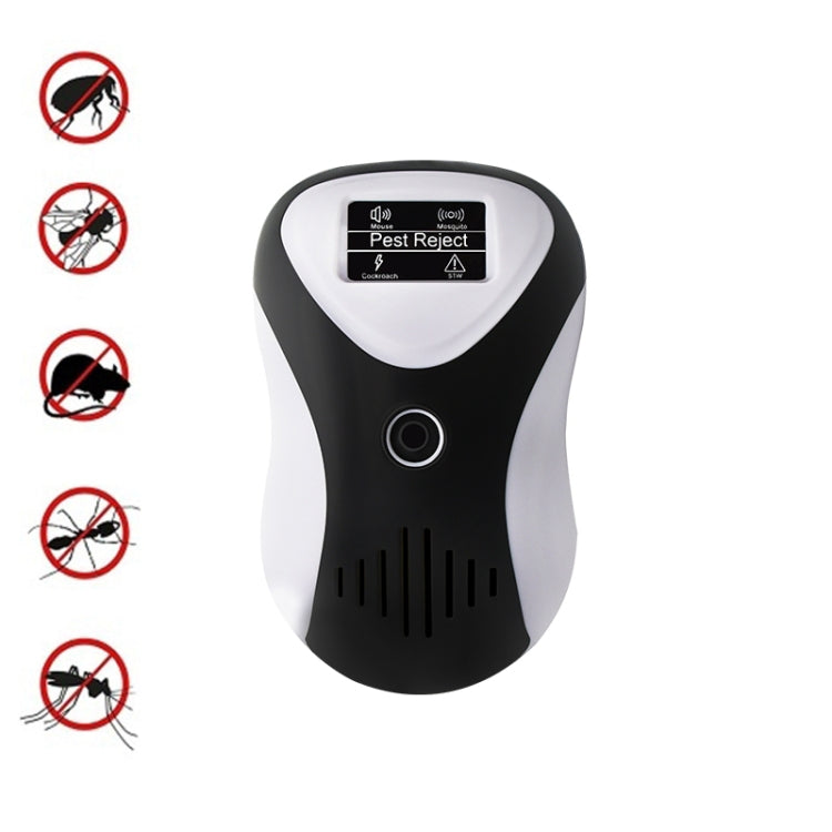 Ultrasonic Multifunctional Mouse Repeller Energy-Saving Silent Insect Repeller, Plug Type:UK Plug(Black White)