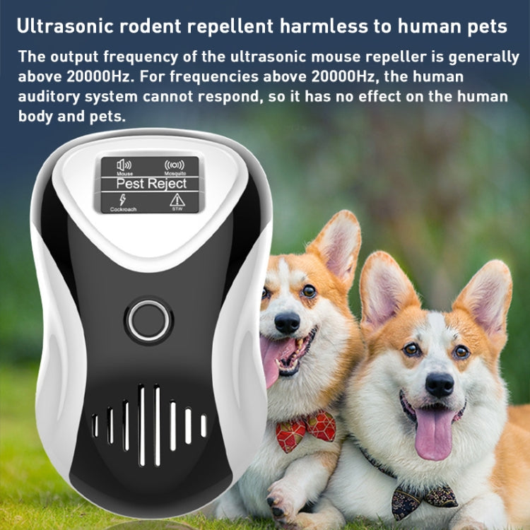 Ultrasonic Multifunctional Mouse Repeller Energy-Saving Silent Insect Repeller, Plug Type:US Plug(Black White)