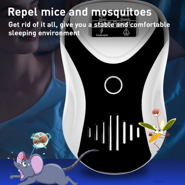 Ultrasonic Multifunctional Mouse Repeller Energy-Saving Silent Insect Repeller, Plug Type:EU Plug(Black White)