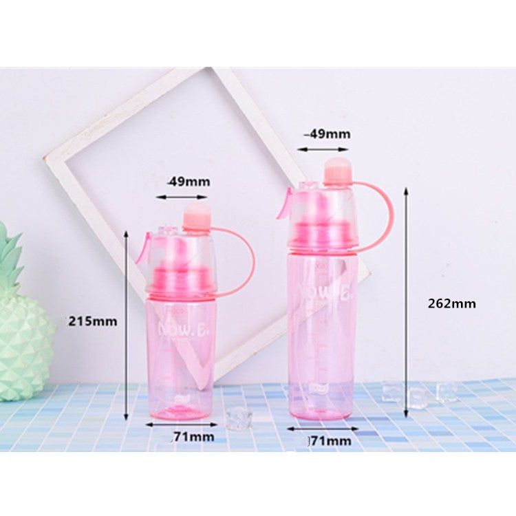 Creative Spray Water Bottle Sports Bottle Portable With Lid Summer Hydration Beauty Plastic Cup, Size:600 ML(Pink)