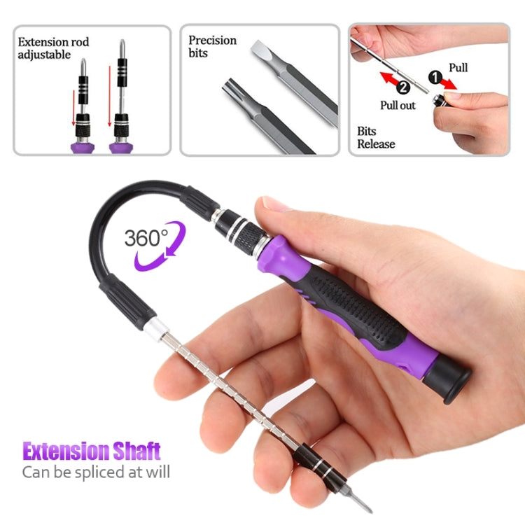 135 in 1 DIY Mobile Phone Disassembly Tool Clock Repair Multi-function Tool Screwdriver Set(Black Purple)