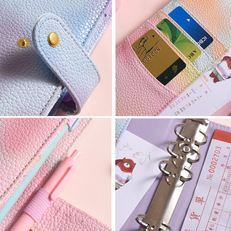A6 PU Leather Macaron Notebook Symphony Pearl Paper Loose-leaf Cash Budget Book(Pink)