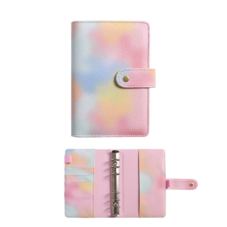 A5 PU Leather Macaron Notebook Symphony Pearl Paper Loose-leaf Cash Budget Book(Pink)