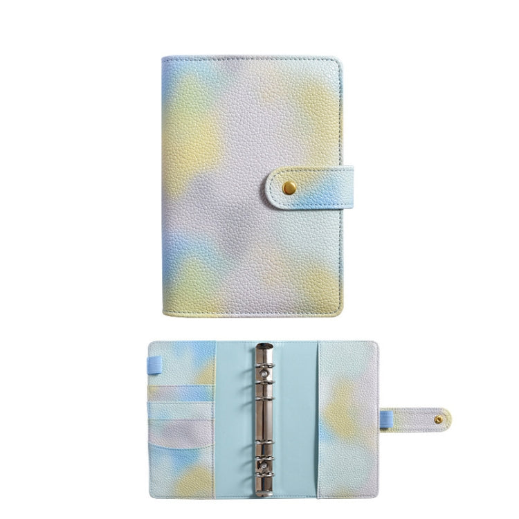 A5 PU Leather Macaron Notebook Symphony Pearl Paper Loose-leaf Cash Budget Book(Blue)