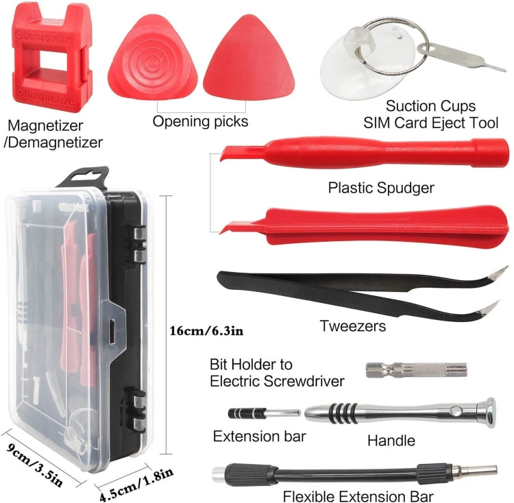 110 in 1 Watch Mobile Phone Disassembly Maintenance Tool Multi-function Chrome Vanadium Steel Screwdriver Set(Black Red)