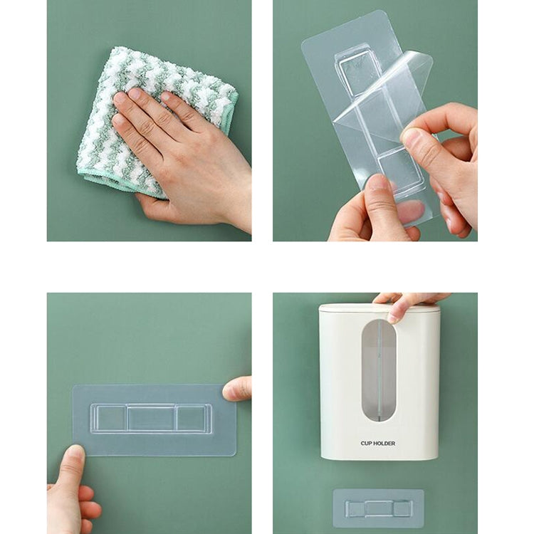 Household Punch-free Wall-mounted Disposable Paper Cup Taker Automatic Water Cup Holder Dispenser(Binocular White)