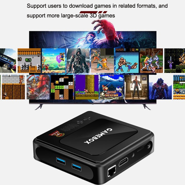 GD10 256G Built-In 60000+ Games Dual System Set-Top Box 3D Home 4K HD  TV Game Console Box EU Plug(Black)