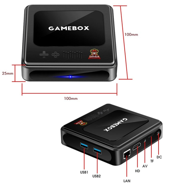 GD10 256G Built-In 60000+ Games Dual System Set-Top Box 3D Home 4K HD  TV Game Console Box EU Plug(Black)