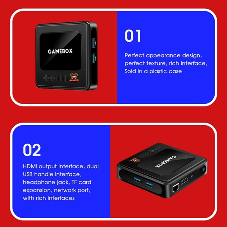 GD10 256G Built-In 60000+ Games Dual System Set-Top Box 3D Home 4K HD  TV Game Console Box EU Plug(Black)
