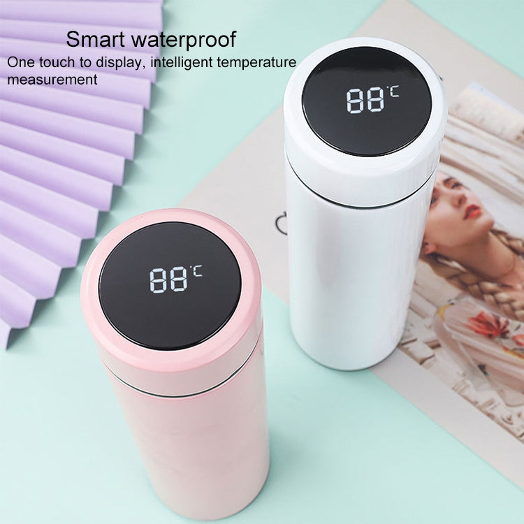 Smart Temperature Display 304 Stainless Steel Vacuum Flask Creative Business Cup For Male And Female Students, Style:High-quality(White)