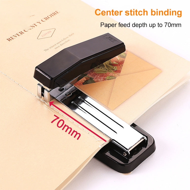 Deli 0414 Stapler Portable Rotatable Stapler 0012 Staple Nail(Black)