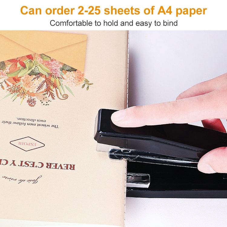 Deli 0414 Stapler Portable Rotatable Stapler 0012 Staple Nail(Black)