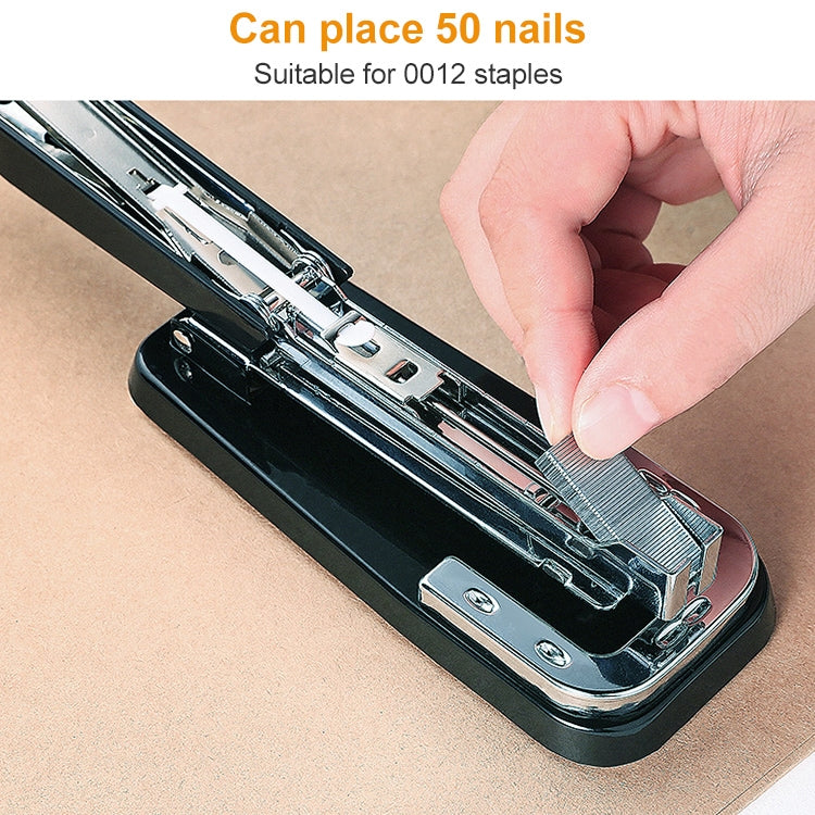 Deli 0414 Stapler Portable Rotatable Stapler 0012 Staple Nail(Black)