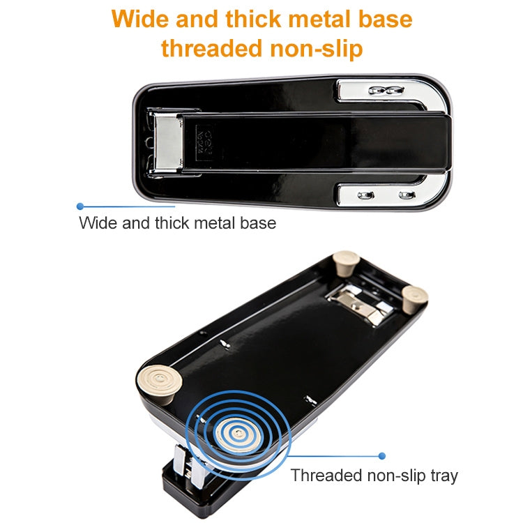 Deli 0414 Stapler Portable Rotatable Stapler 0012 Staple Nail(Black)
