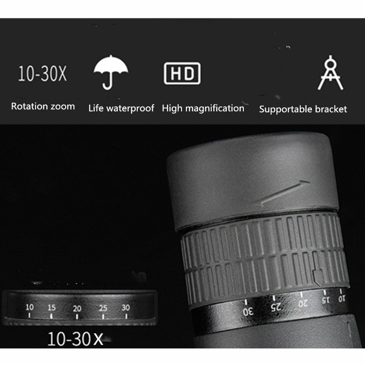 TM2 10-30X50 Continuous Zoom Single Tube HD High Magnification Telescope