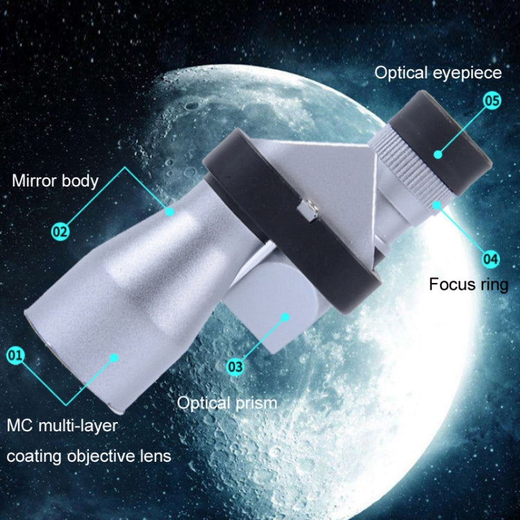 FEIRSH 8x20 Monocular Corner Telescope Outdoor Low Light Night Vision Portable Telescope(Metal Optical Blue Film)